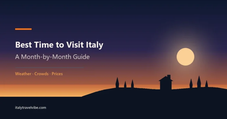 Best time to visit Italy cover: Tuscan hills and a farmhouse at dusk