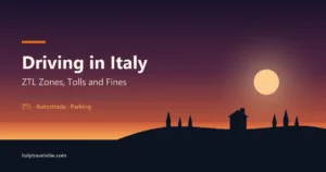 Driving in Italy cover: Tuscan hills and cypresses at dusk